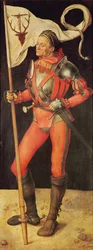 Lukas Paumgartner retratado como San Eustaquio, panel derecho del Retablo Paumgartner, c.1500